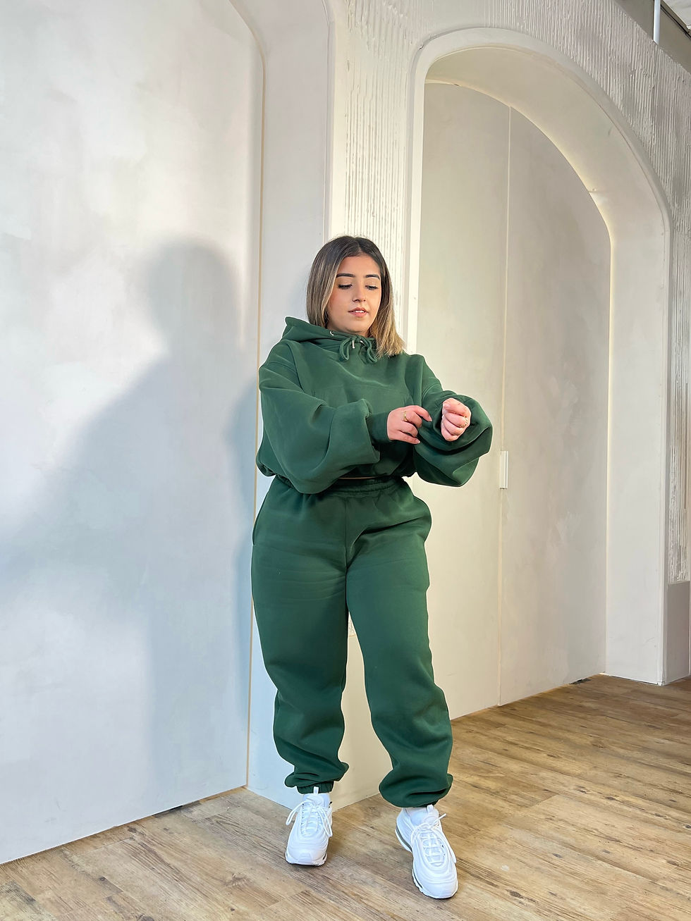 Thumbnail: Forest Green Cozy Bunny Sweatsuit Top