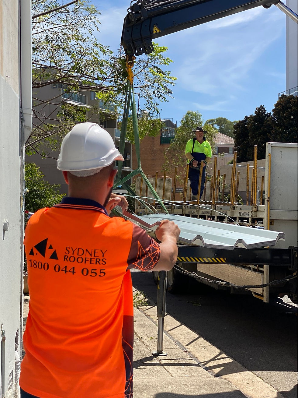 Unloading materials for commercial roofing