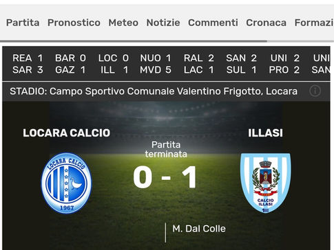 CAMPIONATO 2^ CATEGORIA gir.D - 4ª giornata (05.10.25)Locara:0 Illasi:1