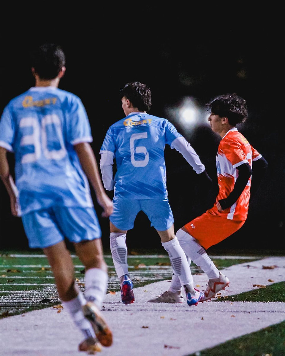 Mid-game action during the 2025 Staten Island Boys High School Soccer All-Star Game with players showcasing their skills.