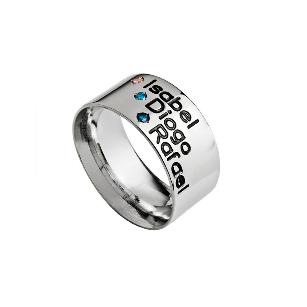 Aliança MULTI-NOMES Fita 10mm c/ pedras