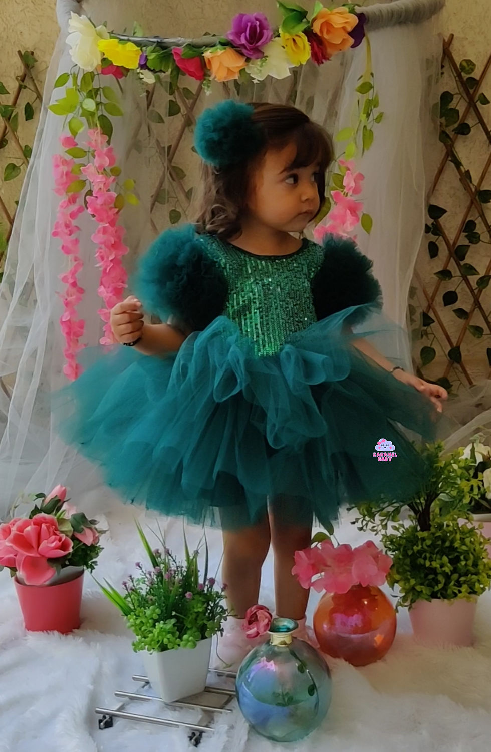 Thumbnail: BOTTLE GREEN SHIMMER DRESS