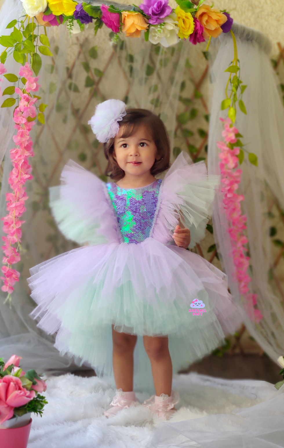 Thumbnail: LIGHT GREEN & LAVENDER MERMAID DRESS