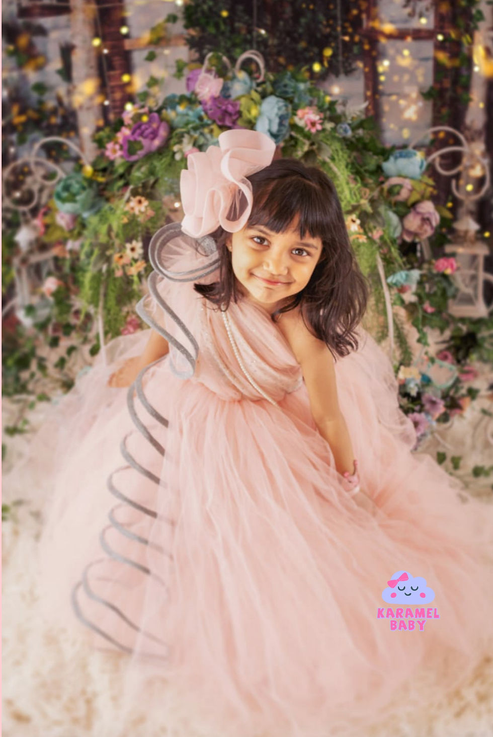 Thumbnail: PEACH  SWIRL SPARKLE GOWN