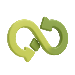 Símbolo de infinito com duas setas verdes