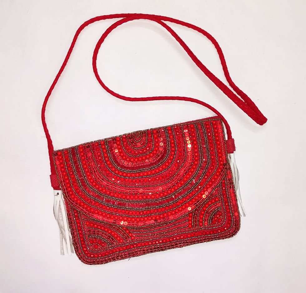 Thumbnail: Boho bags canvas jute fabric with beeding embroidery 