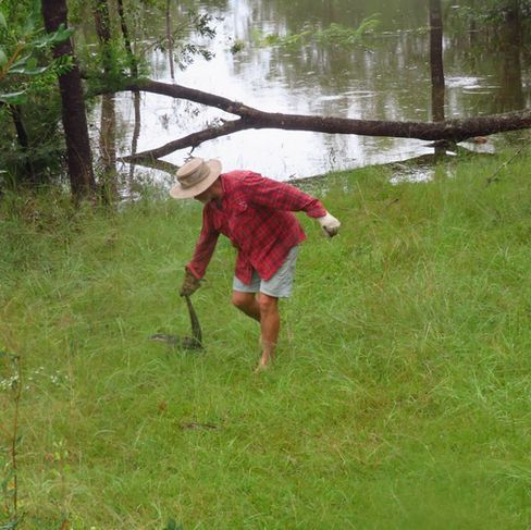 Terry moving Jac away from the still rising water.