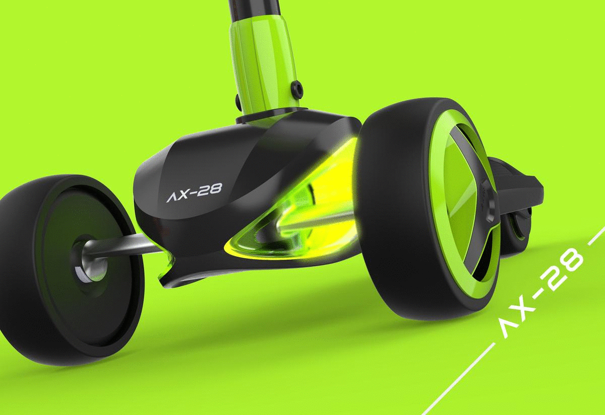 wheel kids' scooter with integrated LED lighting - Design by Ron Ferencz.