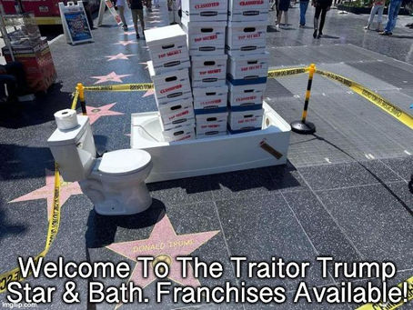 Midnight Meme Of The Day! Welcome To Traitor Trump's Hollywood Star & Bath!!!
