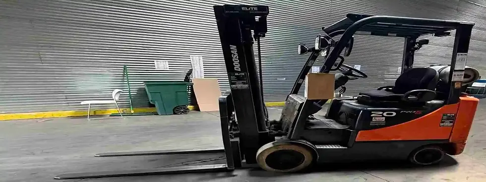 Fork lift cataloged for an industrial liquidation auction near DFW Airport.