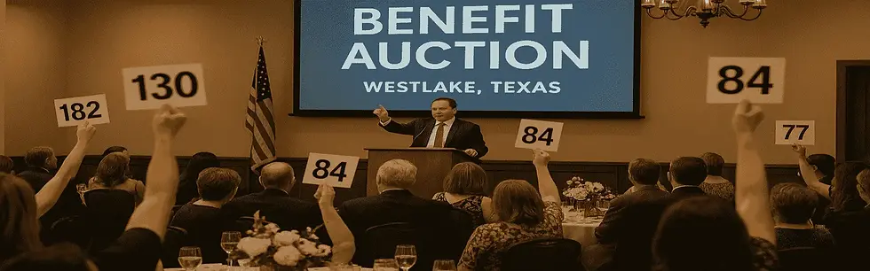 Benefit charity auction in Westlake Tx by Strickland Auctioneers