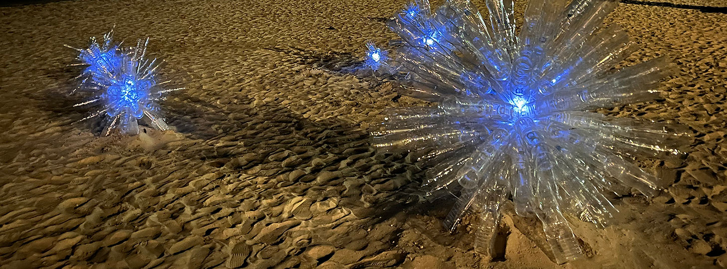 Pathogen (night) 2021 Castaways Sculpture Awards Rockingham variable size Recycled plastic
