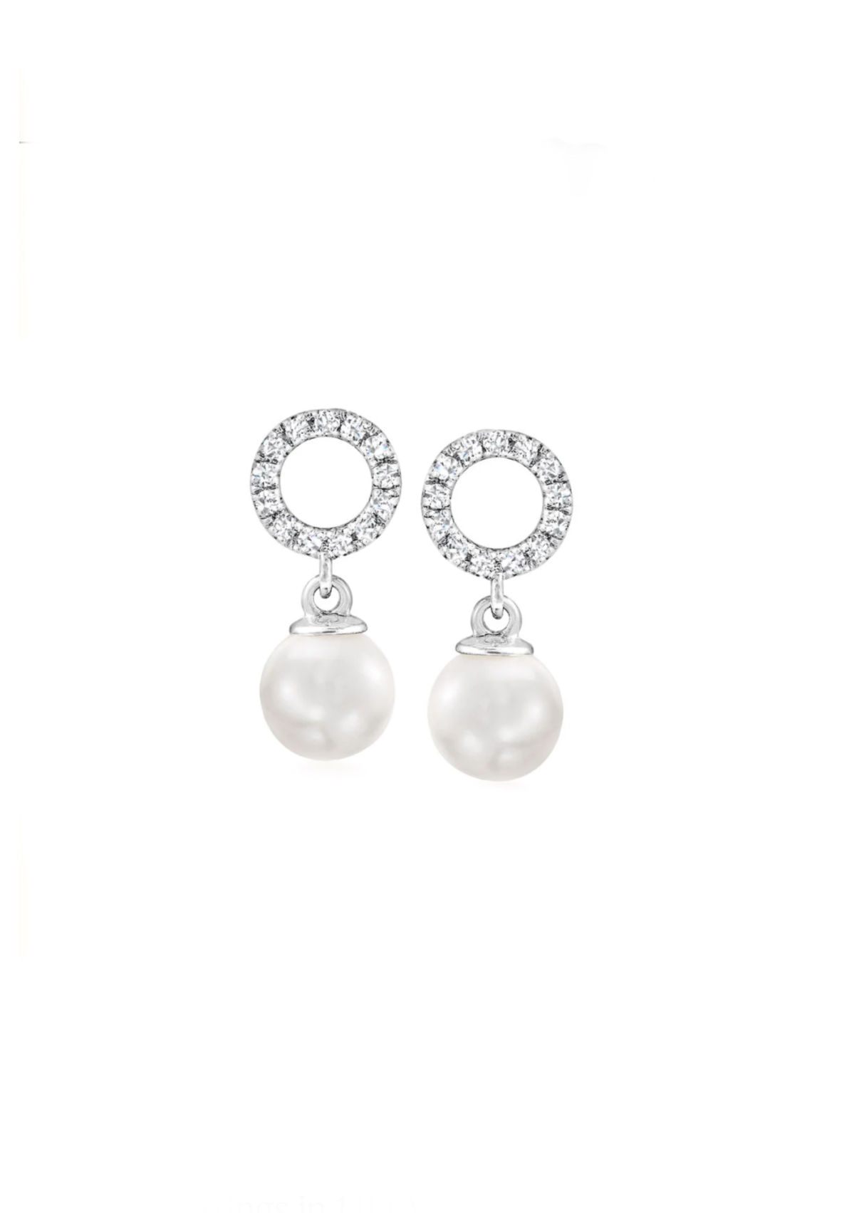 Pearl and Diamond Loop Earrings