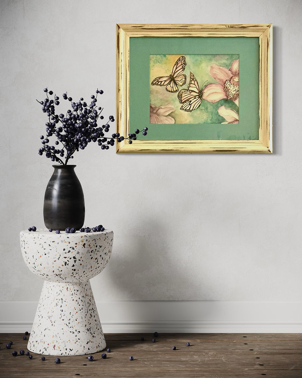 Thumbnail: Butterflies  & Orchids /Watercolor Original art/By Margarita Warner