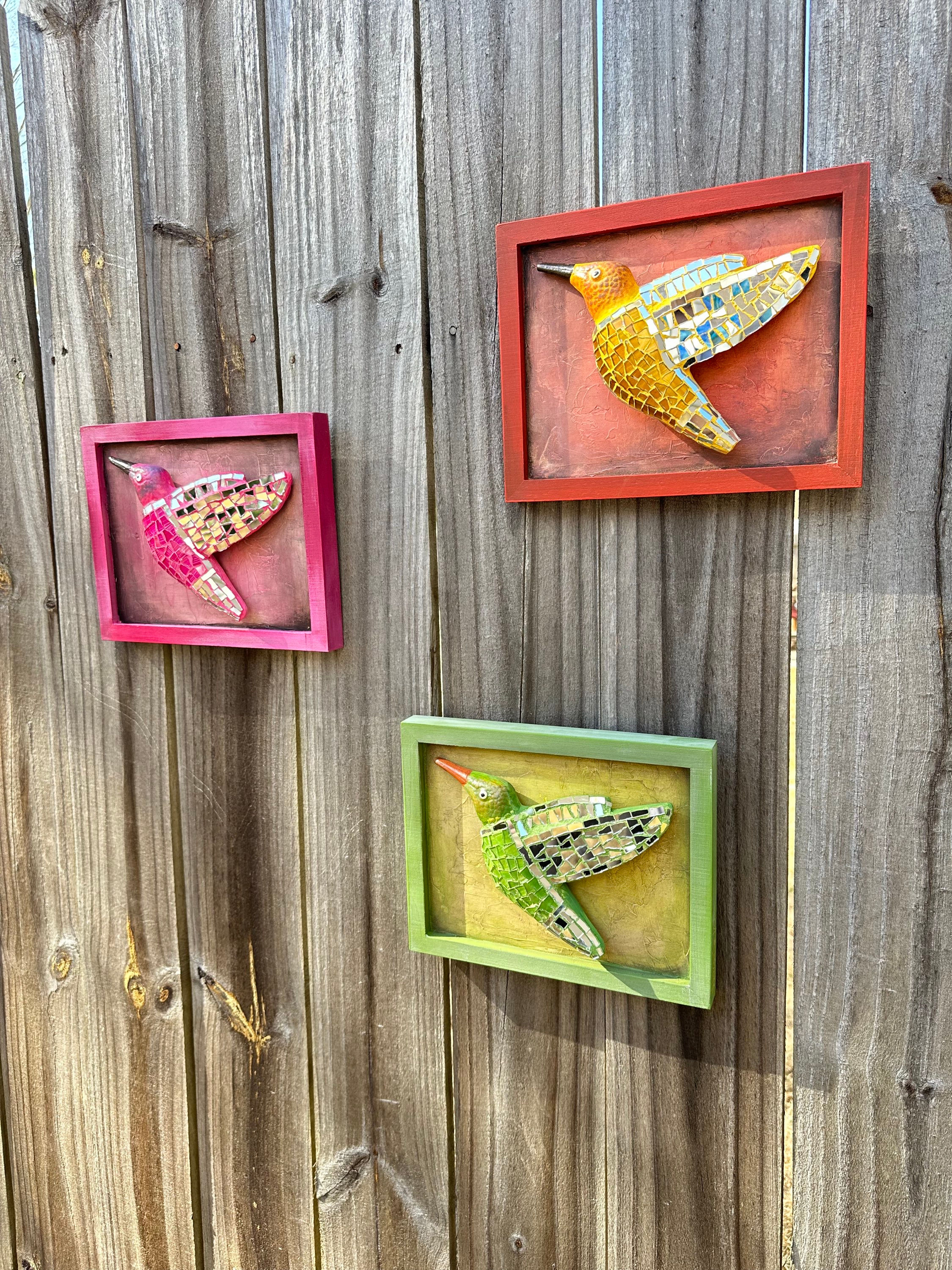 Hummingbirds dancing wall art /10" x 8" x2"