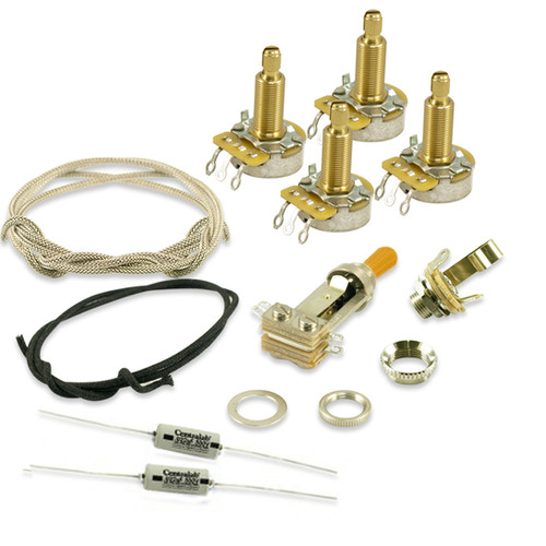 Complete Les Paul Guitar Wiring Upgrade Kit (CTS Long Shaft, PIO Caps