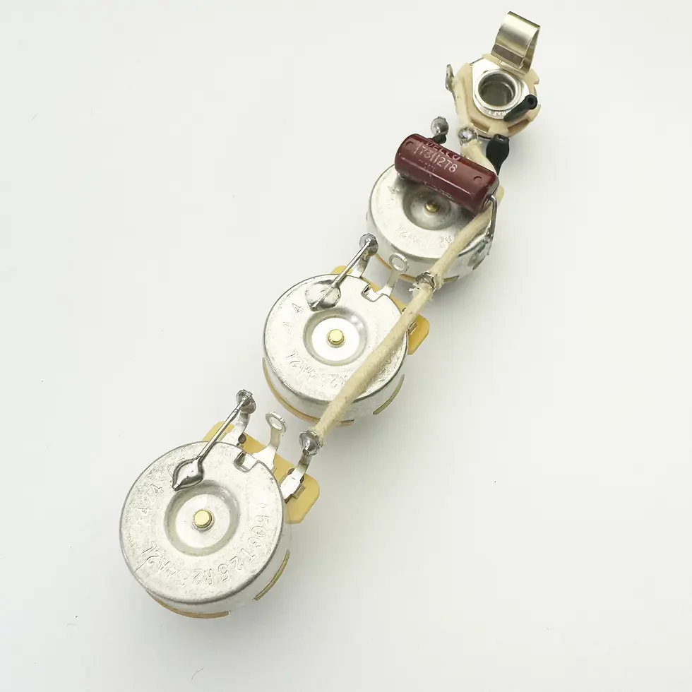Thumbnail: Jazz Bass Dual Volume Modern Wiring Harness - .047uf Cap