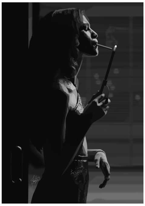 Zendaya black and white illustration