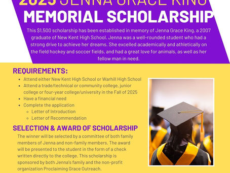 2026 Jenna Grace King Memorial Scholarship