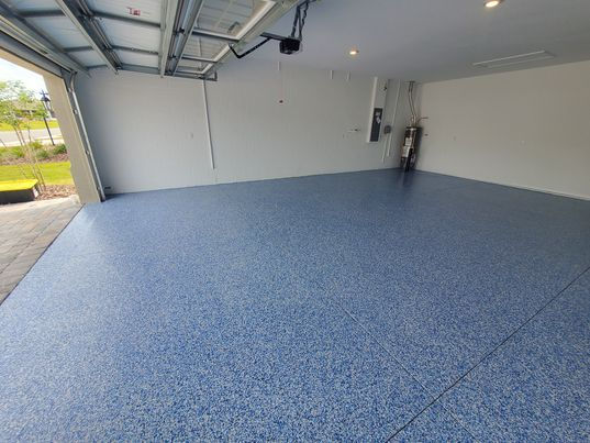 Siesta Blue Polyaspartic Concrete Coatings in Ocala Garage Flooring
