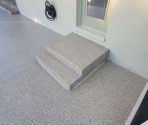 Bonsai Polyaspartic Entryway with two steps of stairs