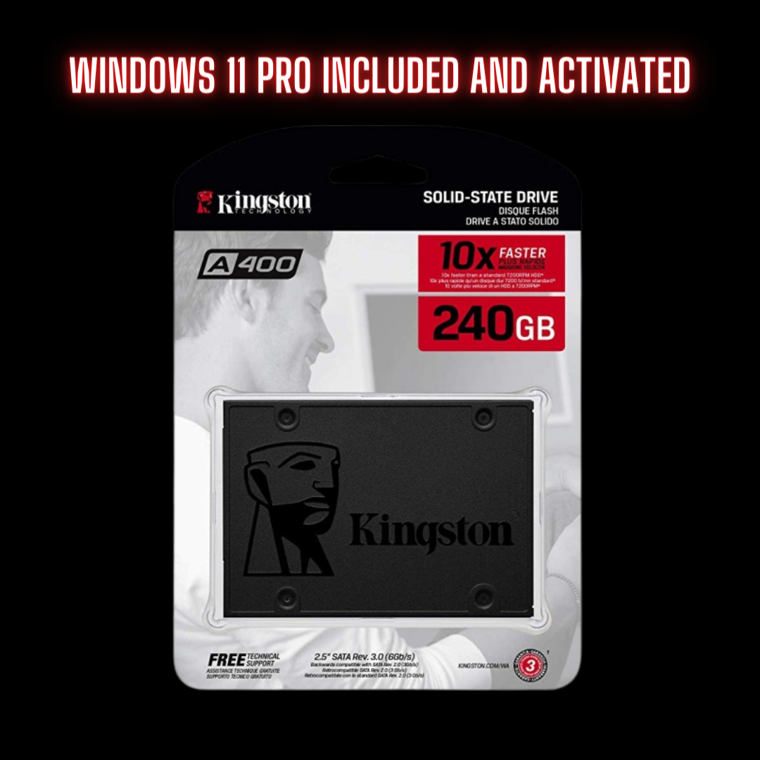 240GB Kingston A400 SSD With Windows 11 Pro Pre Installed and Acti