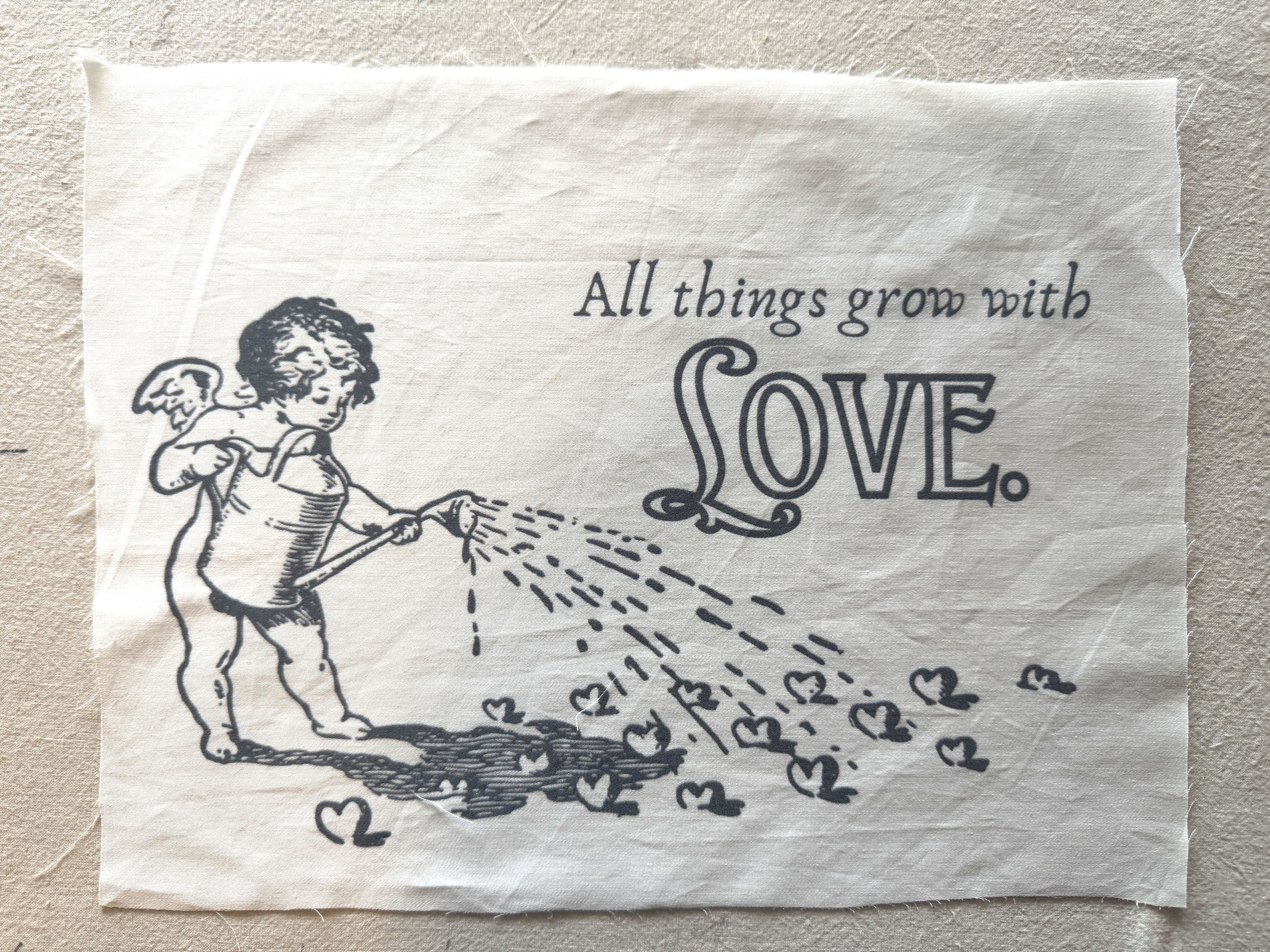 Grow Love Cupid, Paintable Fabric Panel, Applique