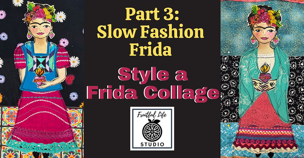 Thumbnail: Slow Fashion Frida PDF for Textile Collage, Mixed Media, Art Journals