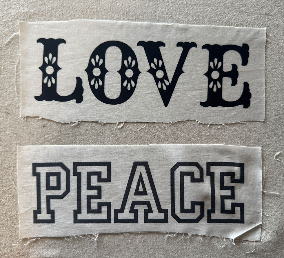 Thumbnail: Peace & Love Fabric Appliques, Paintable Patch, Fabric Applique, Markers, Paint