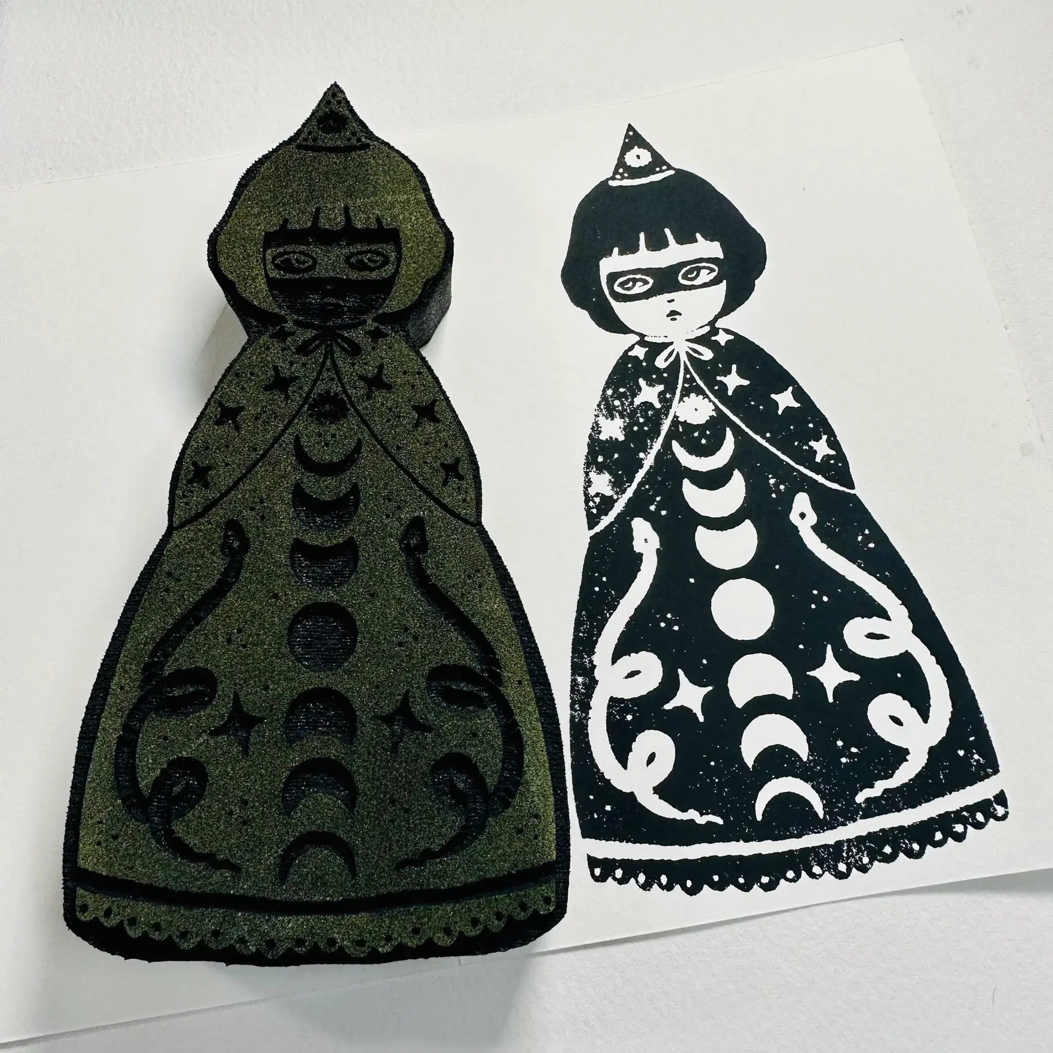 Tarot Doll Celeste, Art Foamies Stamp, Mixed Media, Art Journal, Fabric Painting