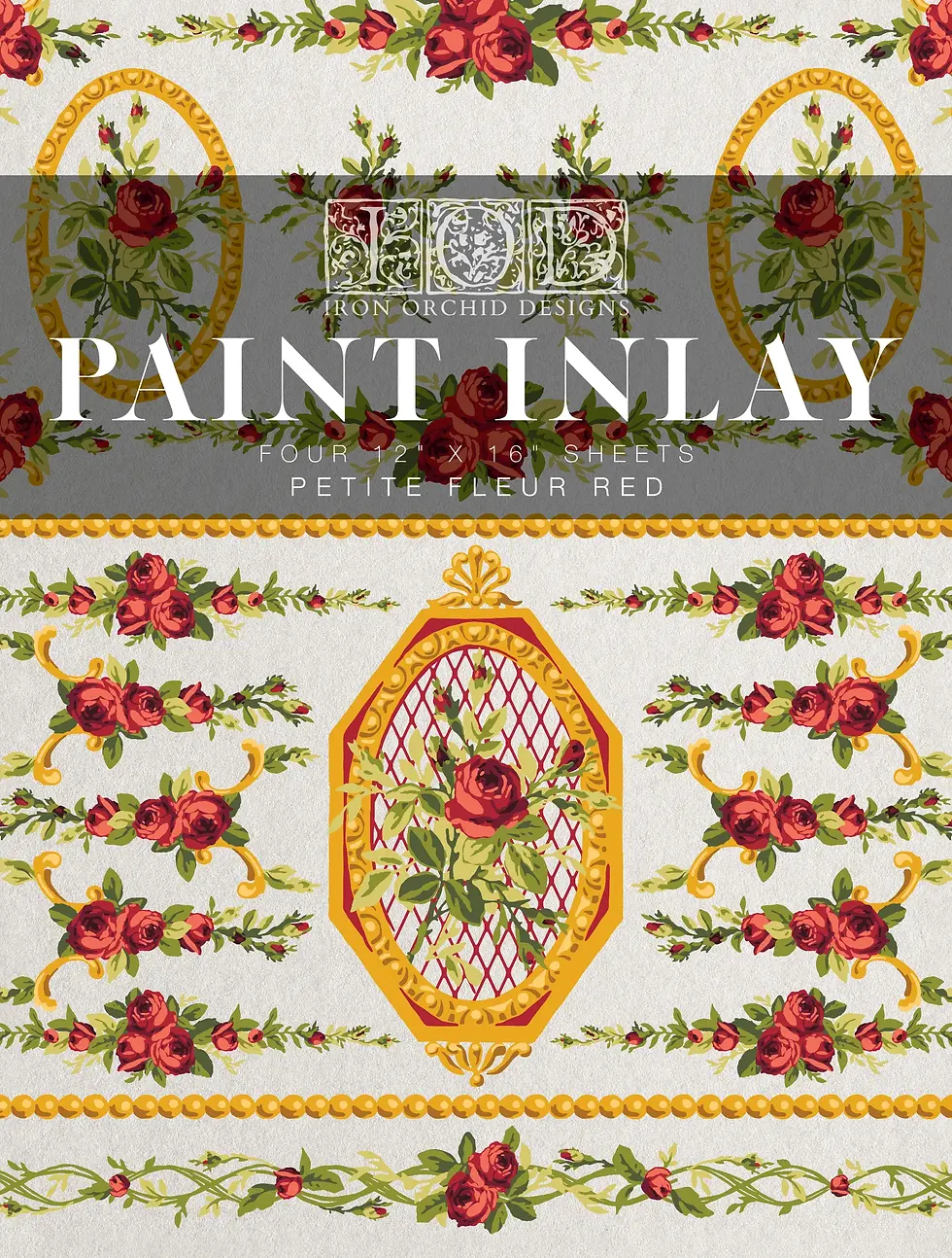 Petite Fleur Red IOD Paint Inlay, (4) 12" x 16" sheets
