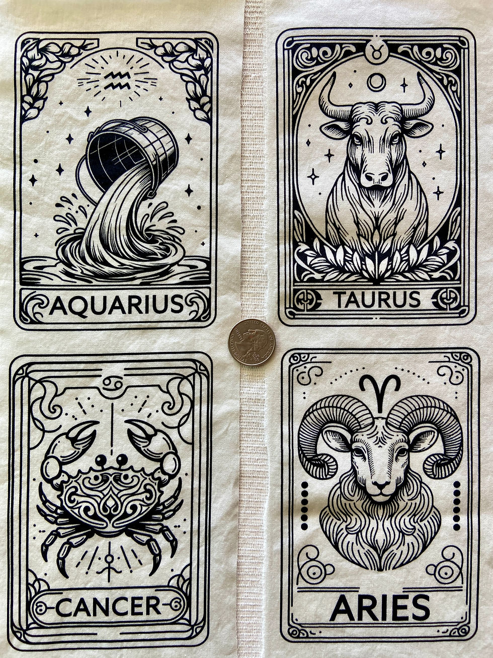 Thumbnail: Zodiac, Tarot, Paintable Patch, Cotton Fabric Applique