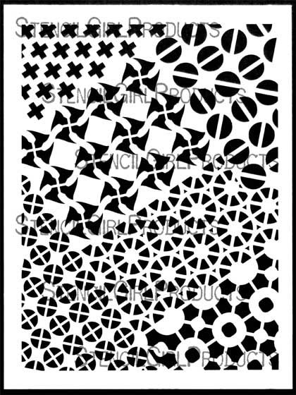 Crazy Quilts Crosses & Rounds,  Stencil Girl, Art Journal, Mixed Media
