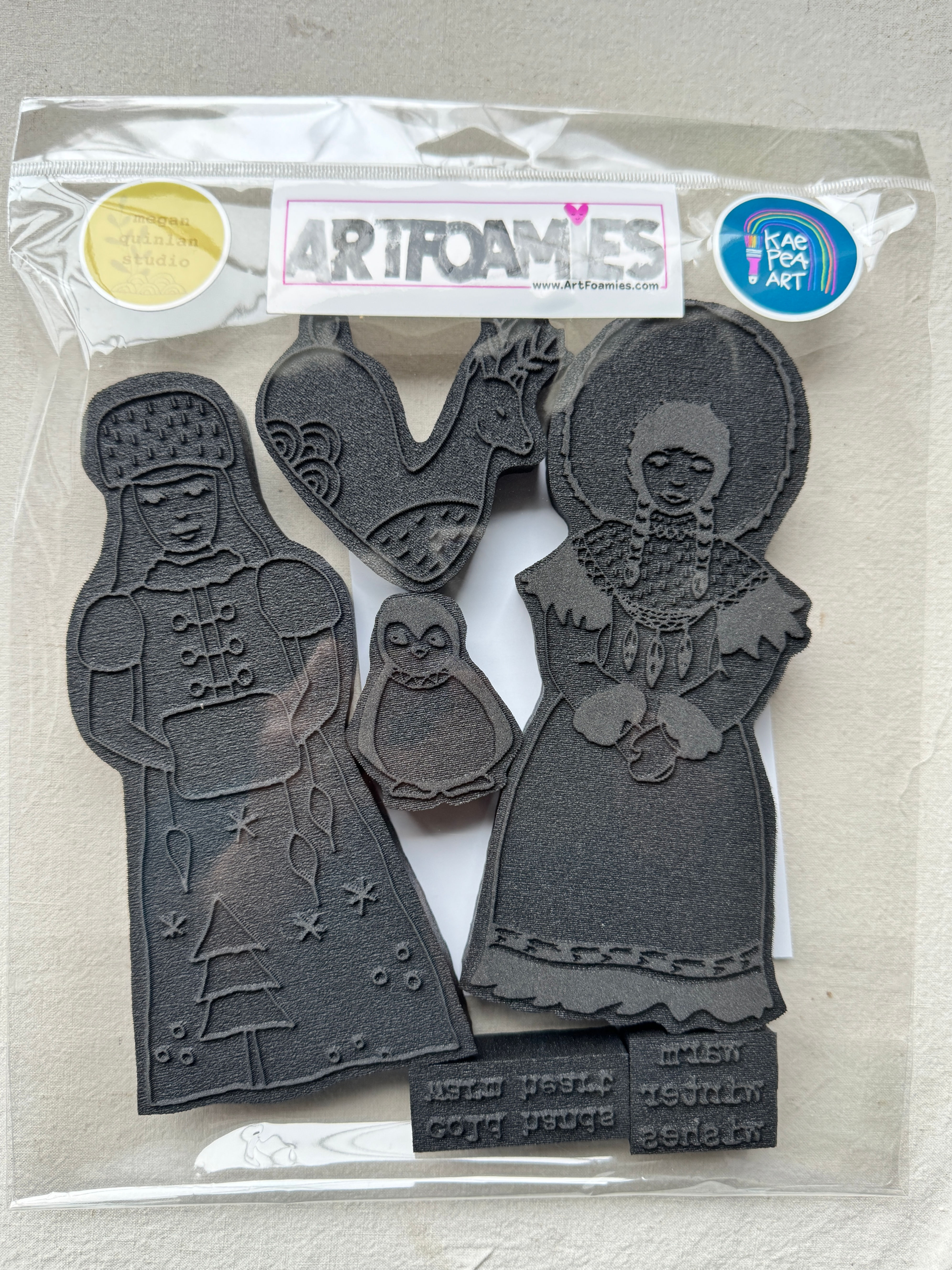 Winter Faraway Girls, Set of 6, Art Foamies Stamp, Mixed Media, Art