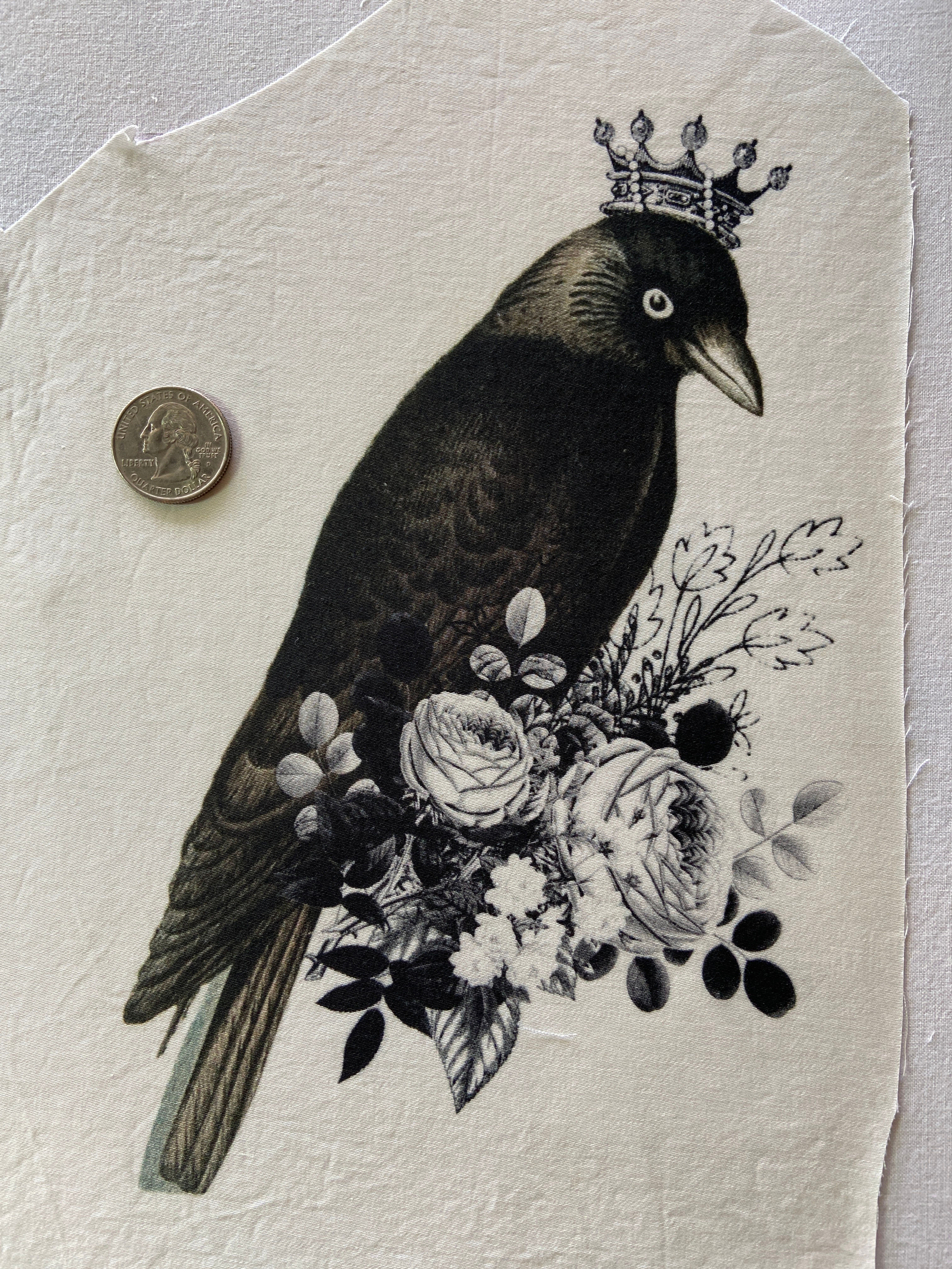 Birds & Crowns Cotton Fabric Fussy Cut Applique Patches