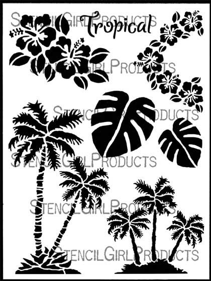 Tropical Twist,  Stencil Girl, Art Journal, Furniture, Decor,