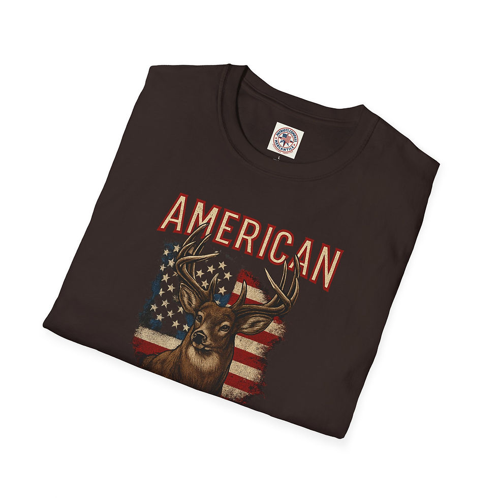Thumbnail: Hunters Gift - American Hunting Deer T-Shirt | Patriotic Flag Bucks Graphic