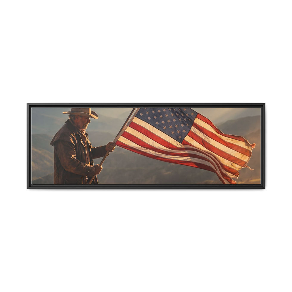 Thumbnail: Patriotic Western Wall Art Cowboy Holding American Flag