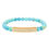 Thumbnail: 1776 Engraved Bar Natural Stone Stretch Bracelet