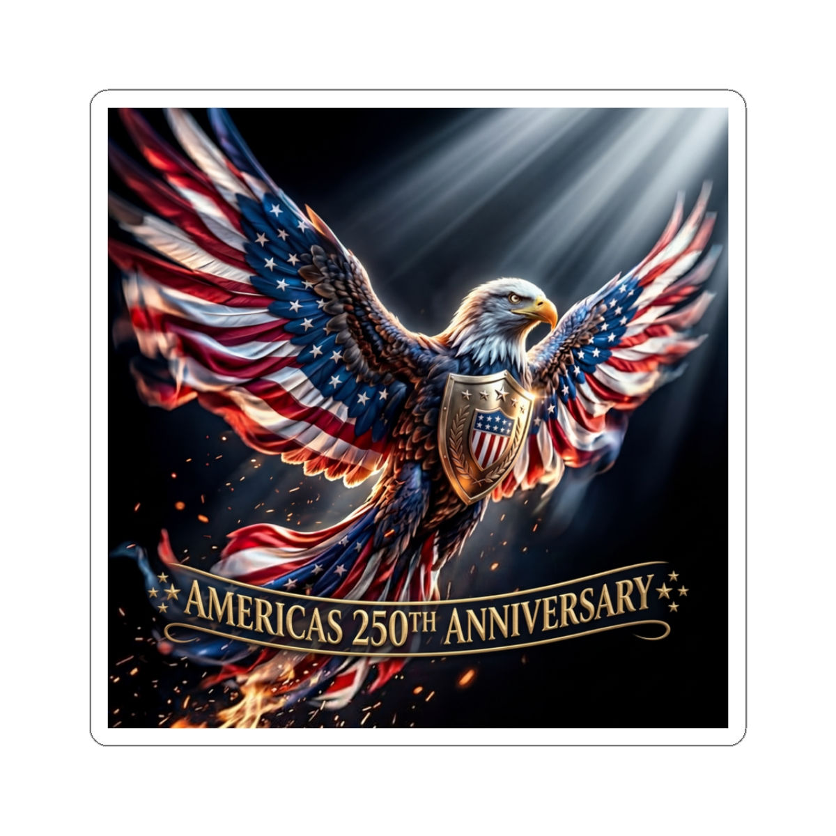 American Eagle with Flag Wings Kiss-Cut Stickers | Americas 250th Anniversary