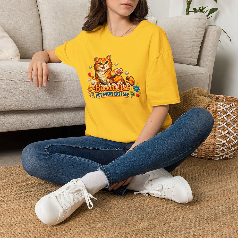 Thumbnail: Bucket List Cat Illustration T-Shirt | Cute Orange Cat, Pet Every Cat I See