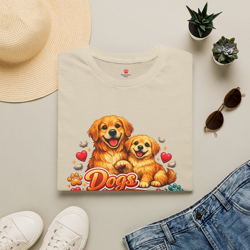 Thumbnail: Golden Retriever Dogs T-Shirt | Cute Puppy Illustration, Hearts & Paws
