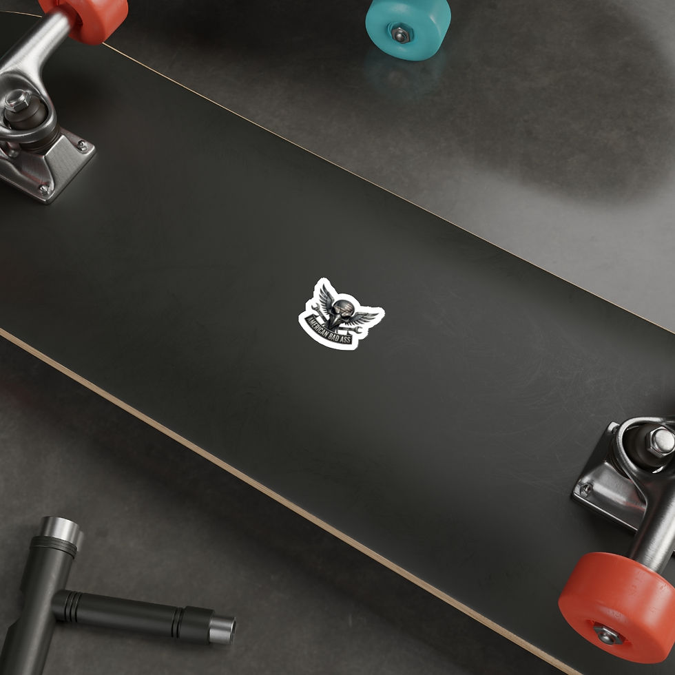 Thumbnail: American Badass Skull Sticker — Patriotic Raven Skull Die-Cut Vinyl Sticker
