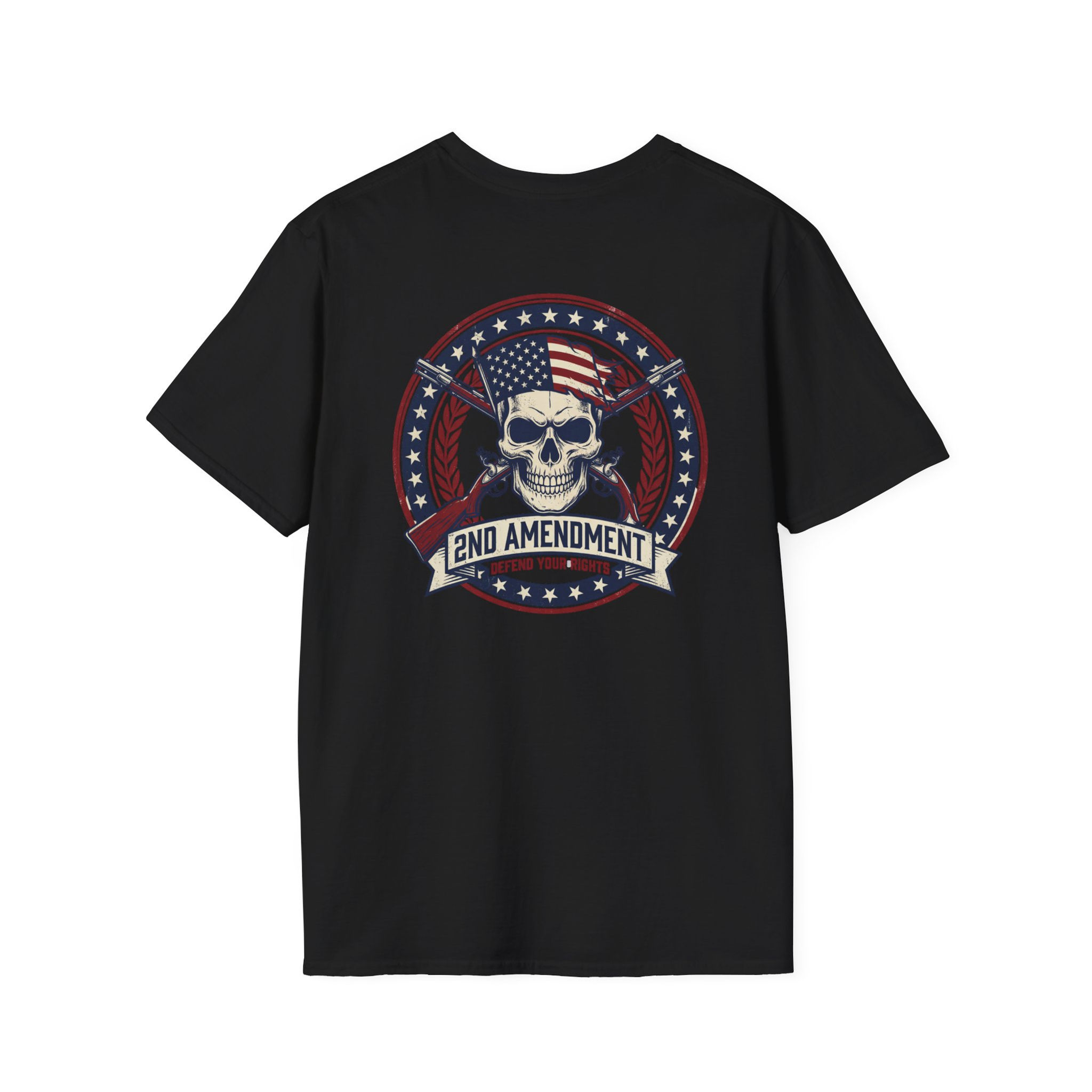 2nd Amendment Skull Flag T-Shirt | Patriotic Guns Emblem