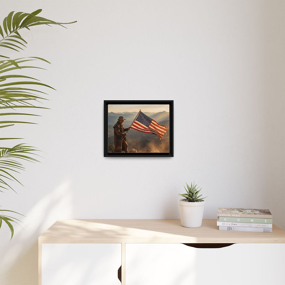 Thumbnail: Patriotic Western Wall Art Cowboy Holding American Flag