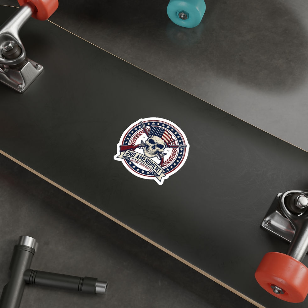 Thumbnail: 2nd Amendment Skull Flag Die Cut Sticker Defend Your Rights Patriotic Gun Rights