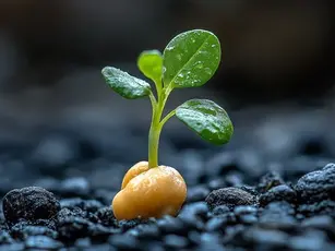 Seed sprouting in black soil