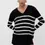 Thumbnail: Striped Basic V-Neck Knitwear Women's Sweater