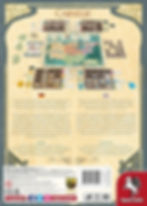 Back of the carnegie board game box; text description and game details.