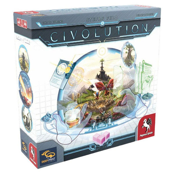 CIVOLUTION board game box with detailed graphic and text Elevated Board Games